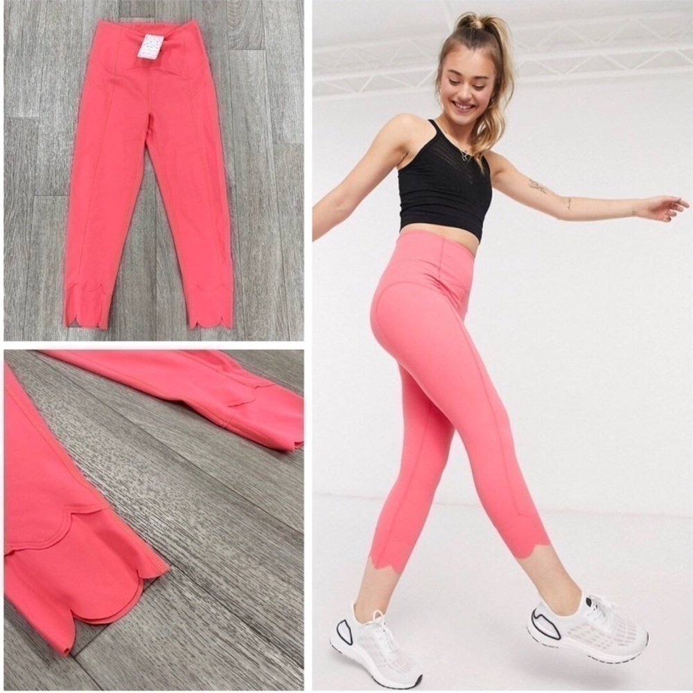 Free People FP Movement High Rise Petal Pusher Leggings in Pink New with Tags XS